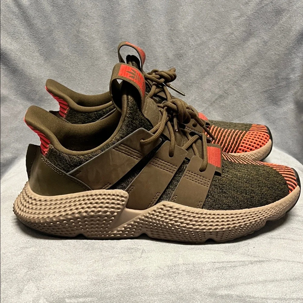 Adidas Men's Olive and Red Sneakers - Picture 2 of 3